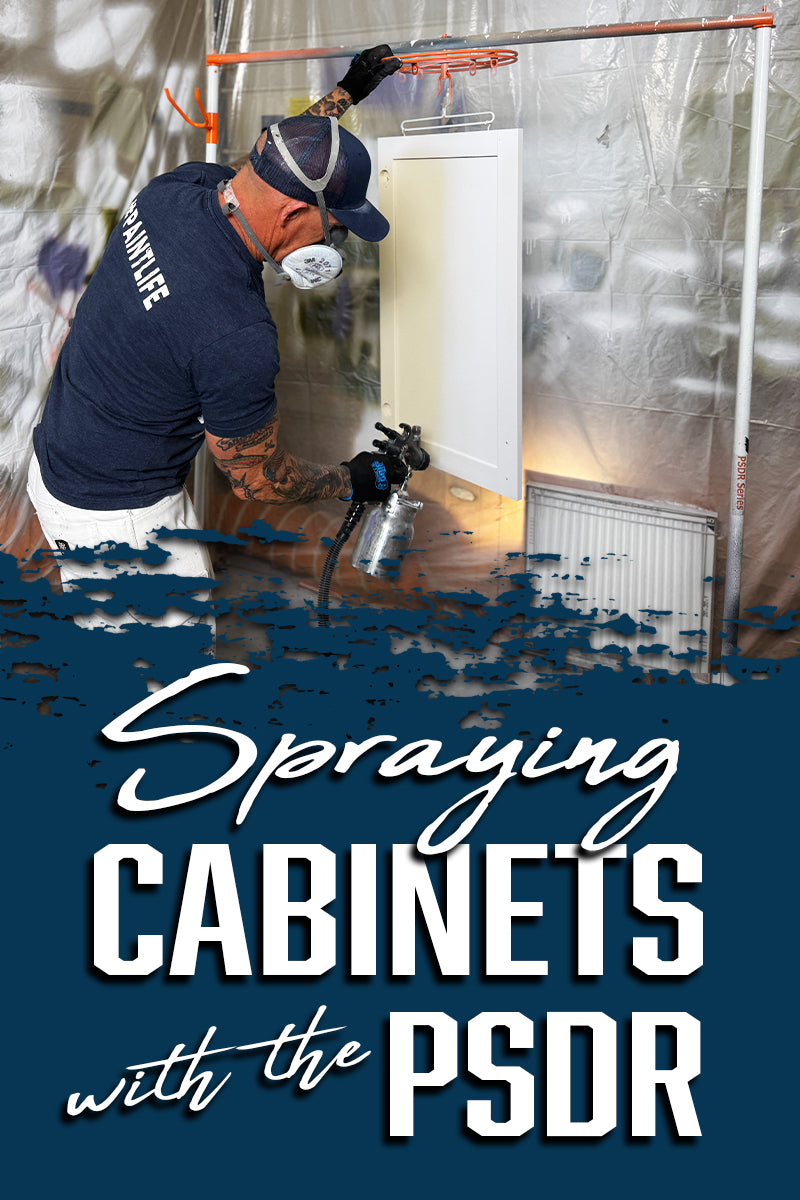 Spraying cabinets with the PaintLine PSDR spraying system from Paint Life Supply Co.