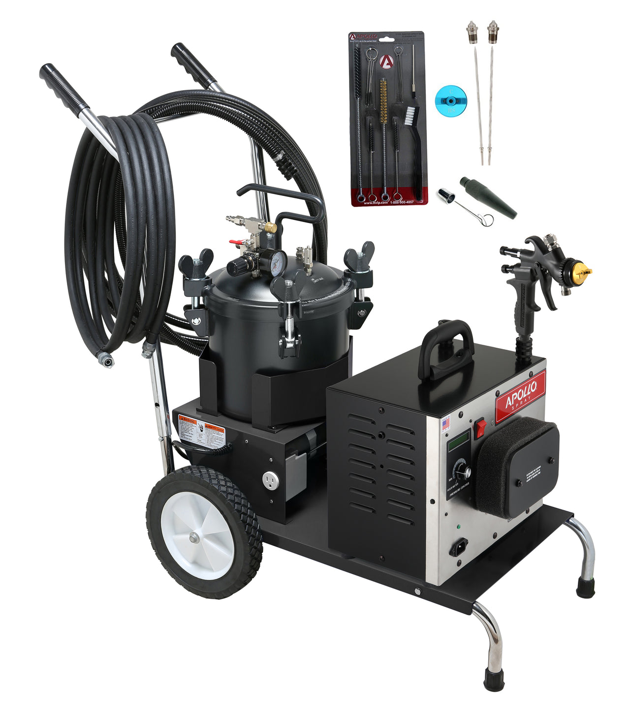 Apollo HVLP Precision-6 PRO Turbo Paint Spray System with cart and with new Black Edition Gun.  Now at Paint Life Supply Co.