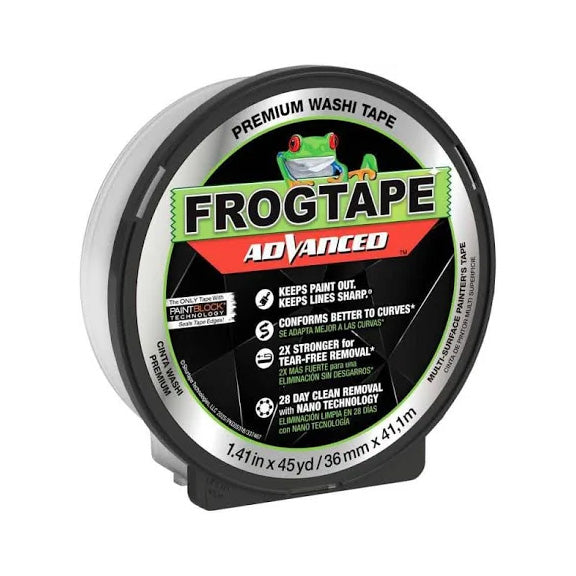 FrogTape from Paint Life Supply Co. Frogtape Advanced premium washi tape on a white background