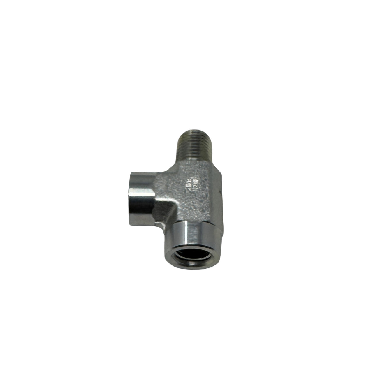 Metal pipe fitting on a white background
